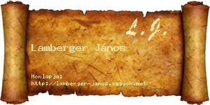 Lamberger János névjegykártya